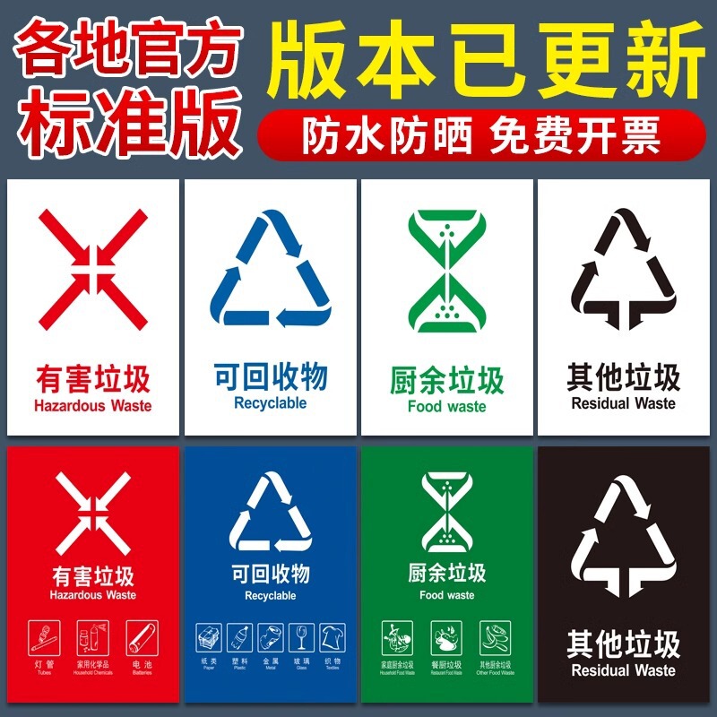 Garbage classification logo stickers Beijing Shanghai Hangzhou Suzhou Chengdu Wuhan trash can non-recyclable slogan Garbage classification logo stickers Beijing Shanghai Hangzhou Suzhou Chengdu Wuhan trash can non-recyclable slogan