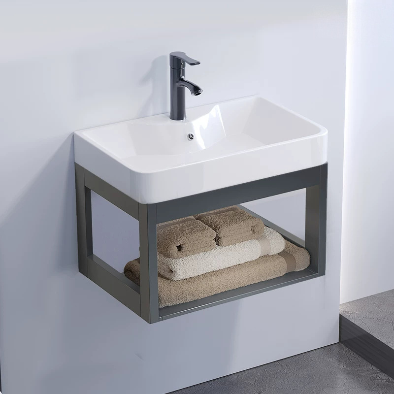 Cerámica colgante tipo pared balcón lavabo gabinete combinado pared colgante lavabo doméstico pequeño tipo baños gabinete colgante bandeja