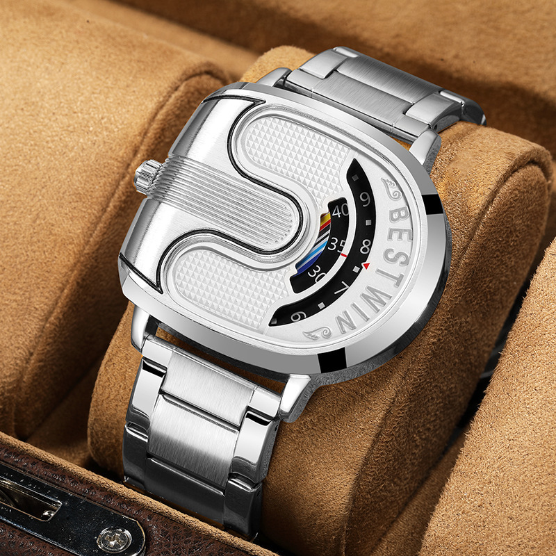 Montre homme en alliage doré en forme de U, mouvement à quartz, style luxueux/rétro. Coffret cadeau non inclus._voghion.com
