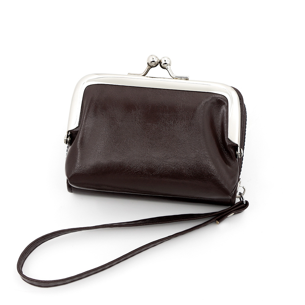 Kingdushi nueva moda bolso de tarjeta de cambio bolso de mujer transfronterizo con hebilla monedero con cremallera de 4 pulgadas bolso de mano