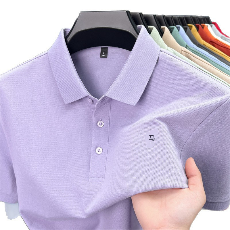 High-End Embroidered Men's Polo Shirt Short-Sleeved Lapel Casual Business Pony Logo Collar Pineapple Shirt Men's T-Shirt Wholesale