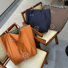 2025新款格子大容量帆布包时尚潮流女士休闲百搭文艺风双面单肩包