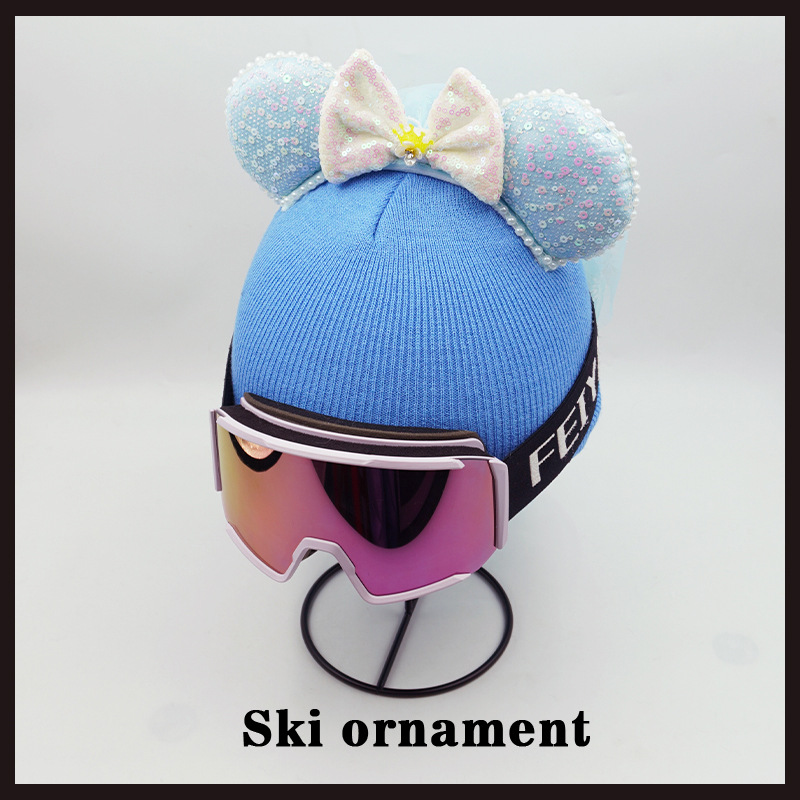 Versatile Personality Ski Helmet Blue Pearl Veil Handmade Accessories Detachable Equipment Helmet Cover Decoration