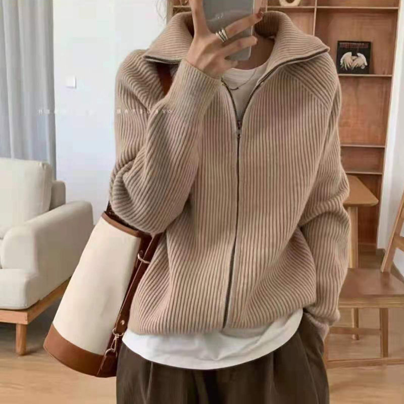 Knitted Cardigan Sweater Coat Women's Autumn and Winter 2023 New Fashion Western Style Loose Casual All-match Outer Wear Top