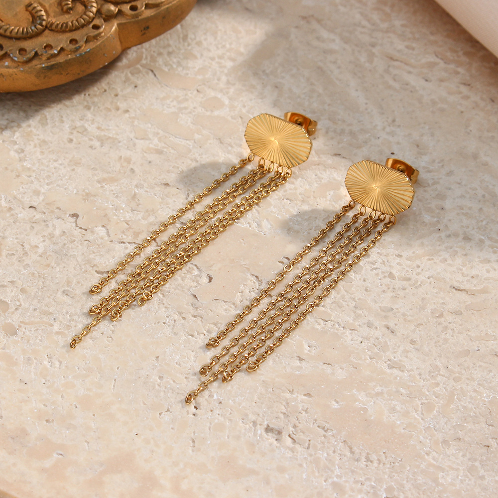 Fashion Tassel Stainless Steel Drop Earrings Stainless Steel Earrings display picture 1