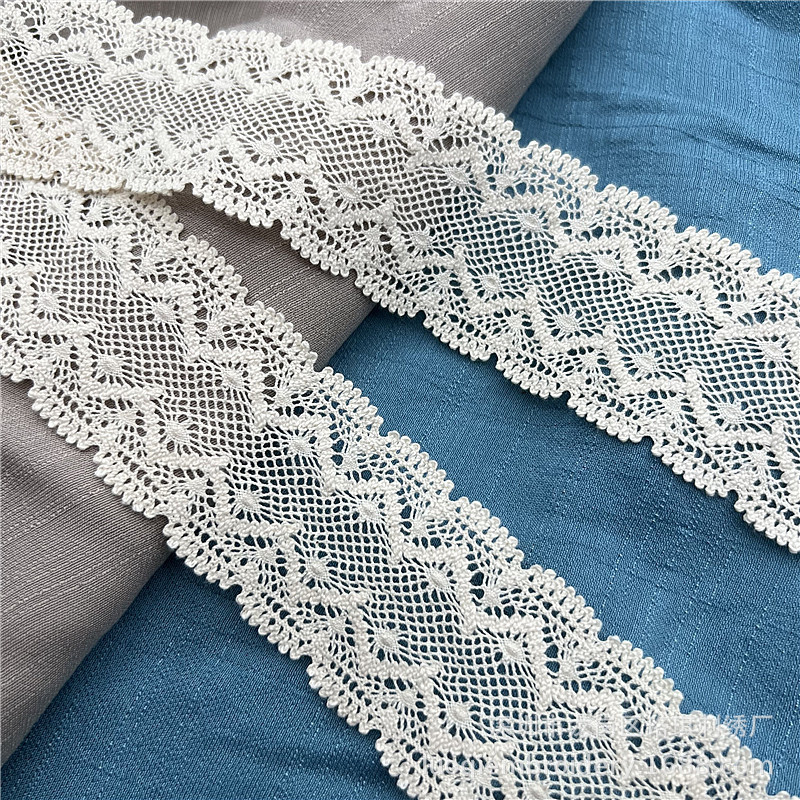 Rice apricot cotton textile lace with DIY retro bilateral wave symmetrical bags shoes and hats accessories clothing accessories