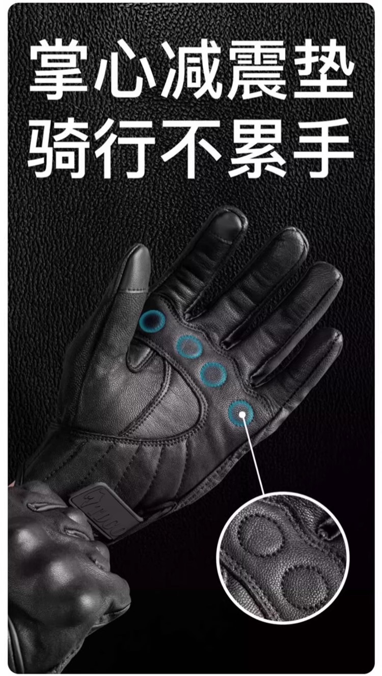 Motorcycle Spring and Summer Riding Gloves Full-Finger Genuine Leather Breathable Vintage Cruiser Motorcycle Protective Gear for Men and Women All Seasons