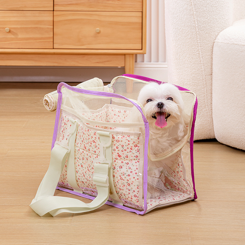 韩国夏季时尚可爱宠物外出包狗狗比熊泰迪小体马尔济斯透明果冻包|ru