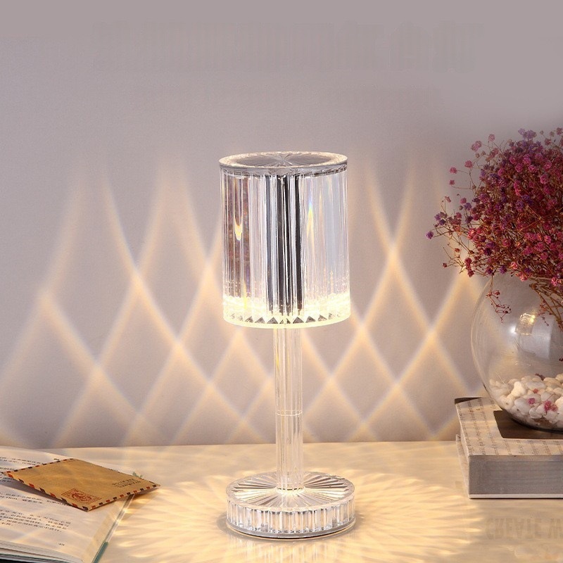 Lámpara de Noche LED Efecto Cristal Táctil para Dormitorio y Mesa