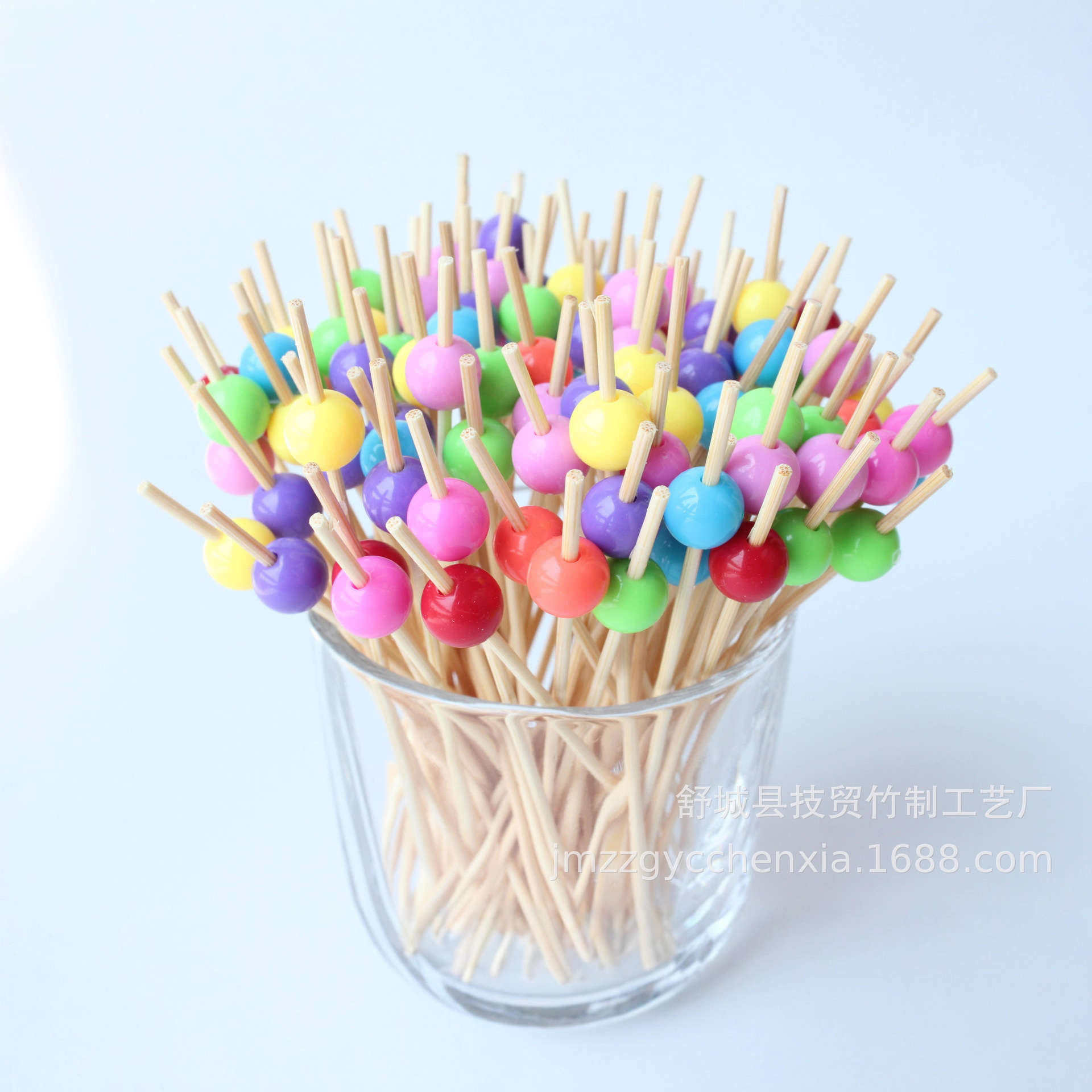 100 unids/pack fábrica en stock Venta Directa desechable color caramelo fruta palo de bambú merienda palo arte al por mayor