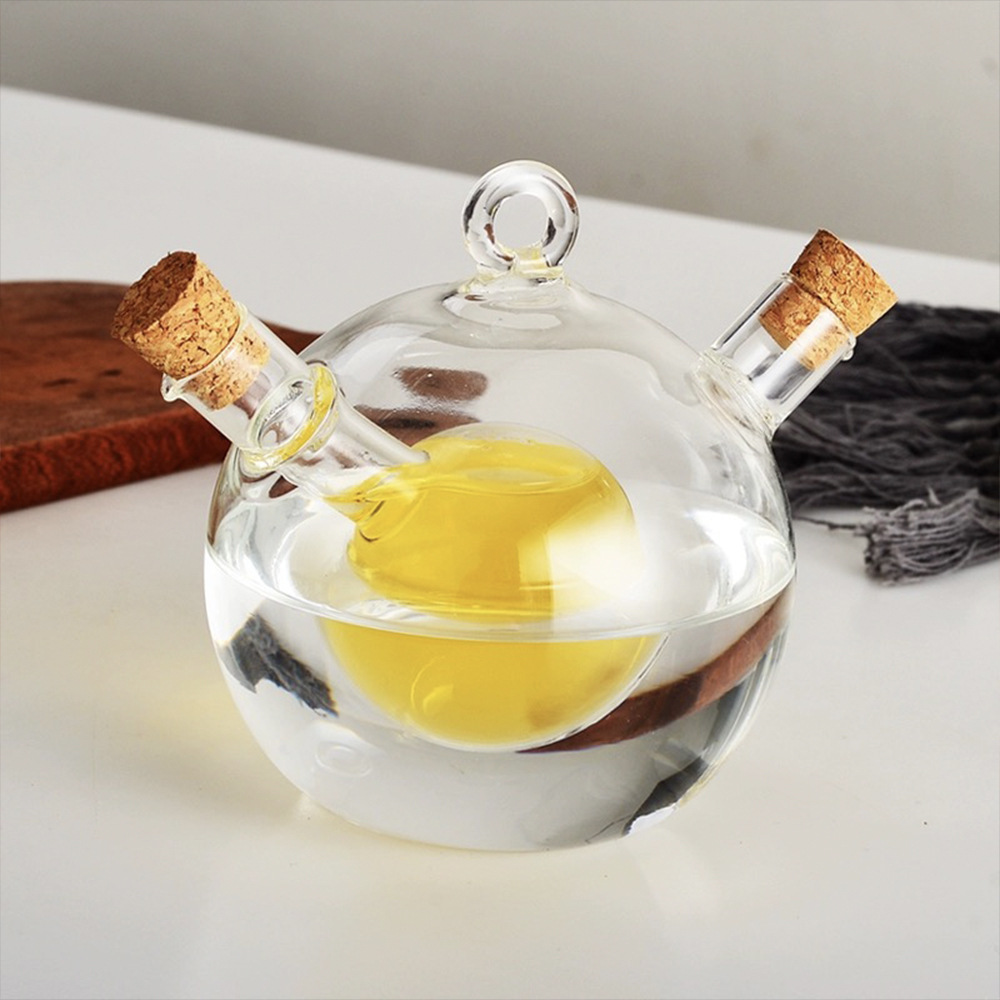 Botella de aceite creativa de doble propósito botella de aceite de vidrio dos en uno botella de condimentos botella de salsa de soja botella de condimentos botella de vinagre de aceite doméstico