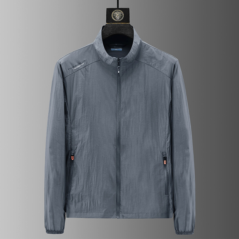 Ropa de protección solar de cuello suelto de cuero para hombres y mujeres, chaqueta deportiva al aire libre, chaqueta de ocio, bolsillo con cremallera, ropa de protección solar de moda