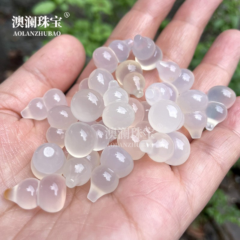 白瑪瑙ひょうたんペンダント、美しい色のカルセドニー翡翠ペンダント、手作り DIY ネックレスアクセサリー|undefined