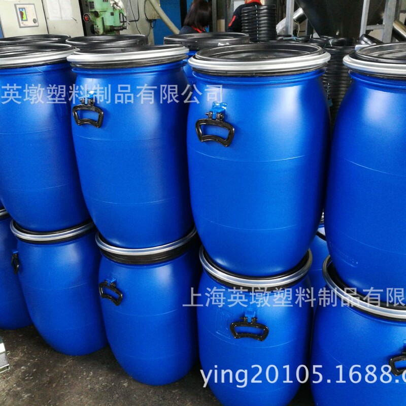 英敦60L70リットル厚型フランジ付きバケツ、青色の化学廃液用バケツ、鉄製フープ付きバケツ、酵素用丸型白バケツ65リットル|undefined