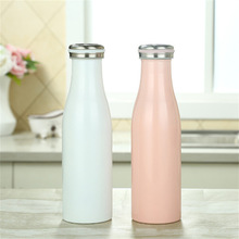 时尚创意500ml牛奶杯真空双层不锈钢保温杯广告礼品杯车载随手杯