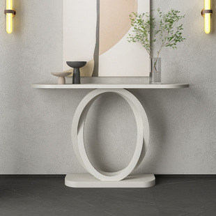 Nordic Milk White Entrance Table Italian Light Luxury Slate Strip Table Partition Entry Wall Cream Style End Table Design