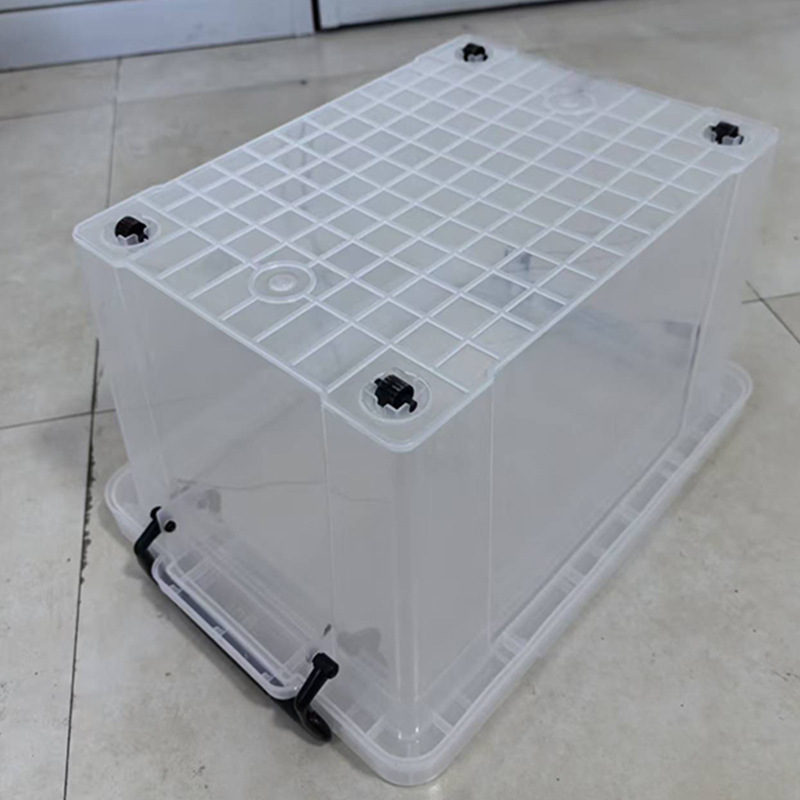 蓋付きの卸売多機能収納ボックス、透明なプラスチック製の収納ボックス、厚みのある大きな衣類やおもちゃの収納ボックス|undefined