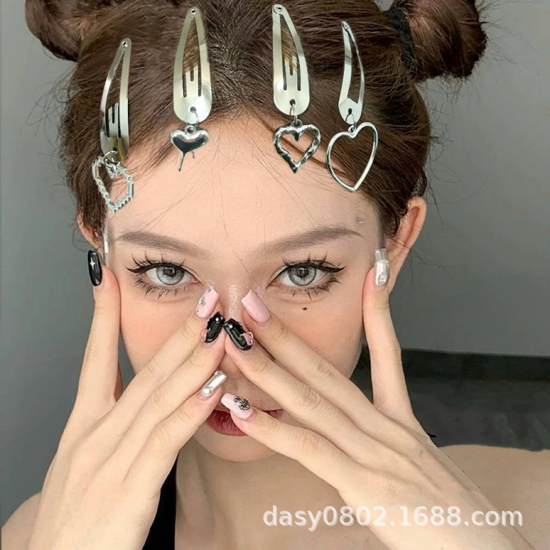 Sweet and Cool Spicy Girl Personality Metal Pendant Chain Bb Hairpin Punk Butterfly Hair Accessory Fashion Versatile Bangs Side Clip