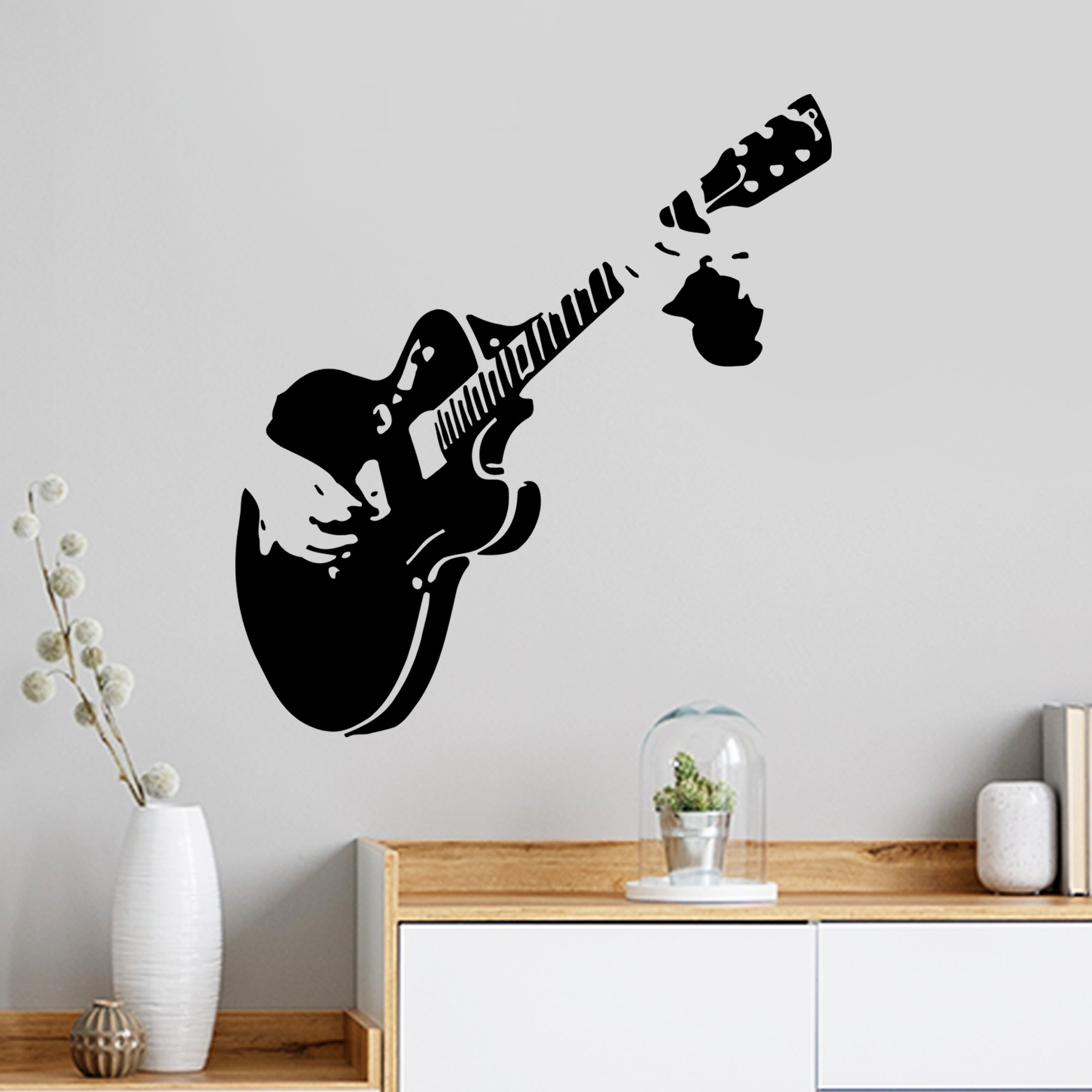 Guitar Personalized Background Wall Stickers Living Room Bedroom Bathroom Sofa Tv Background Decoration Cross-Border Removable A336P