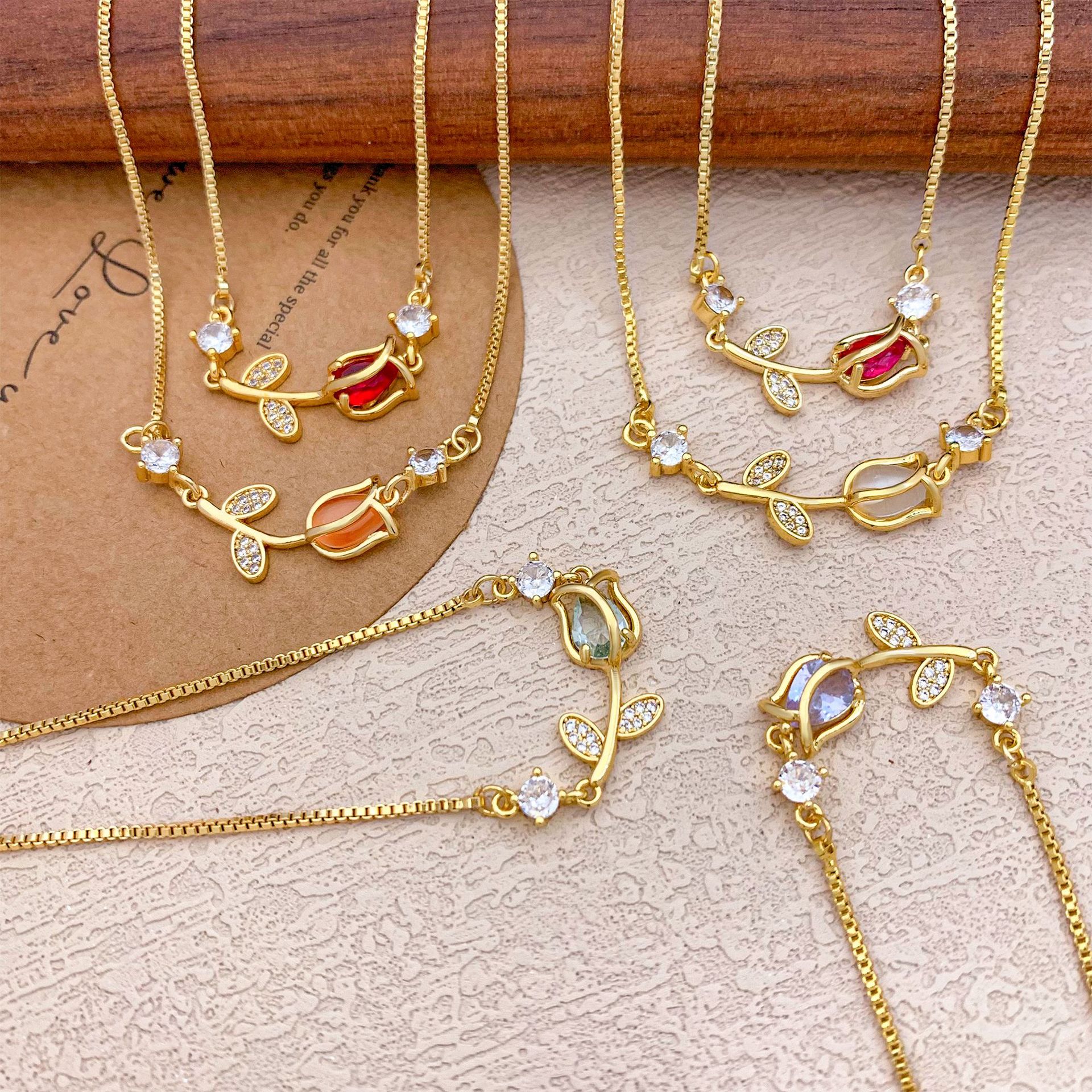 Bracelet Cross-Border New Tulip Rose Adjustable Bracelet Women's Fashion Niche Design Best Friend Birthday Gift