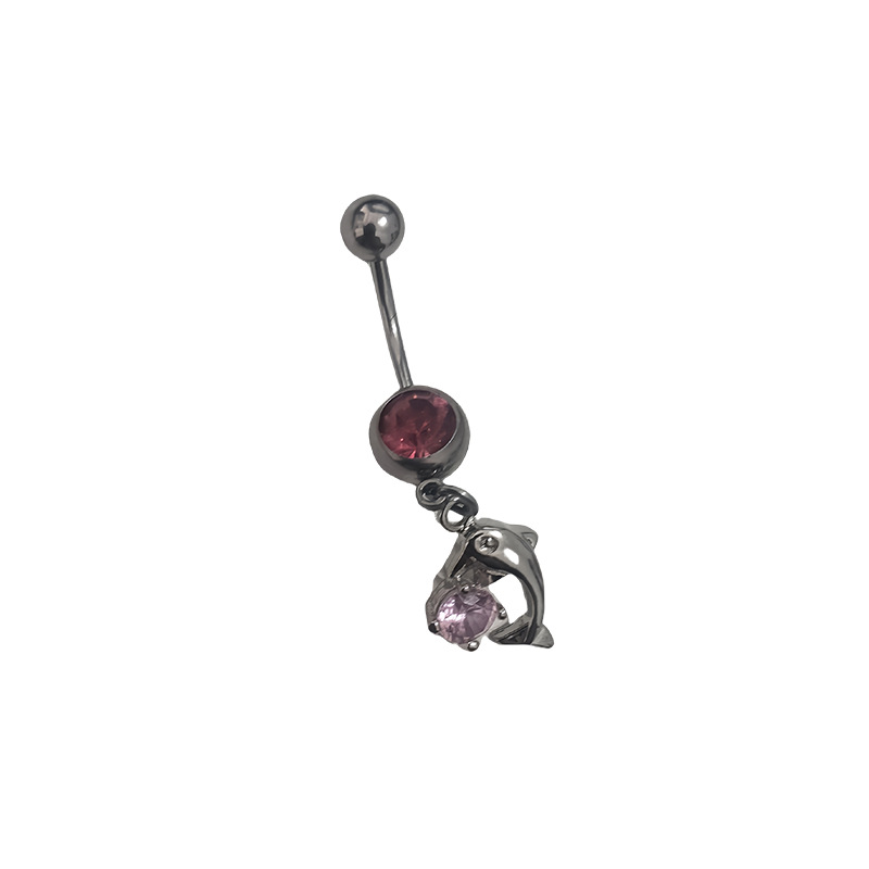 Piercing all'ombelico in acciaio inossidabile con zircone a farfalla, semplice e alla moda, all'ingrosso_voghion.com