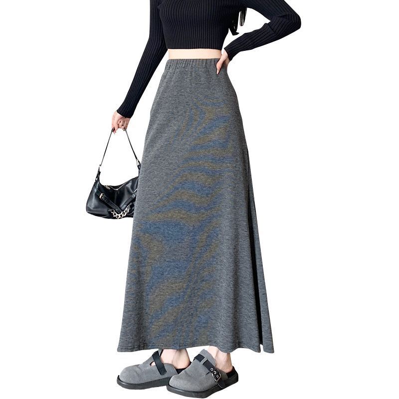 GraceChic GraceChic GraceChic In Stock 2025 Autumn Winter New Glutinous Rice Mid-Length Slimming Knitted Women Dopamine Black Half Skirt_ecoleips.com