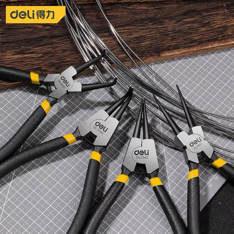 得力工具日式卡簧钳直内直外弯内弯外拆卸工具扩张钳工业级DL0342