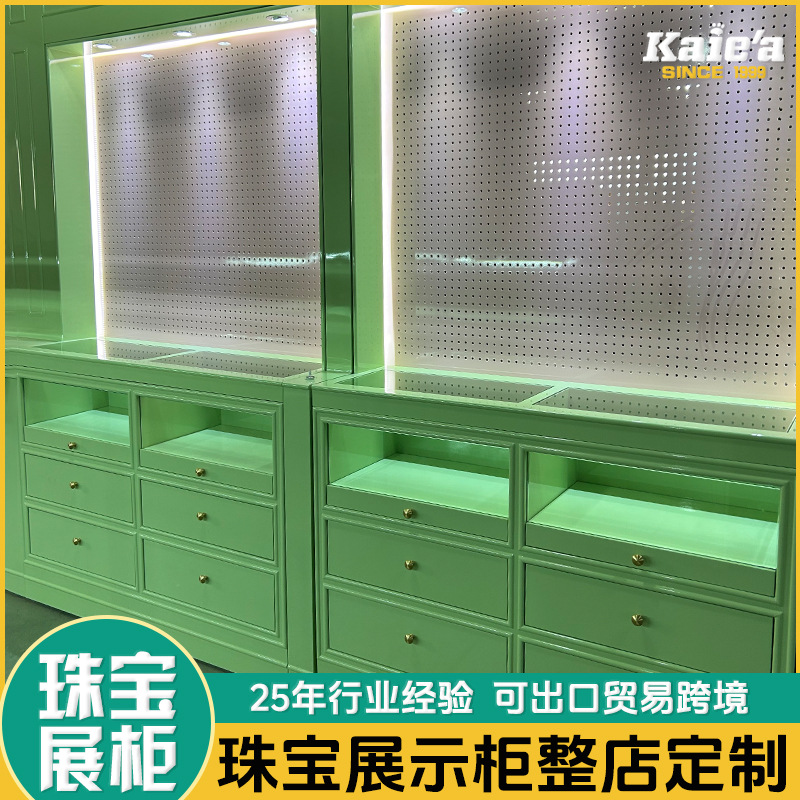 源头工厂黄金珠宝展示柜定制实木烤漆首饰玻璃展柜商场饰品陈列柜