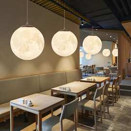 月球吊灯星球商铺卧室圆球餐厅灯服装店橱窗吧台月亮灯氛围灯饰
