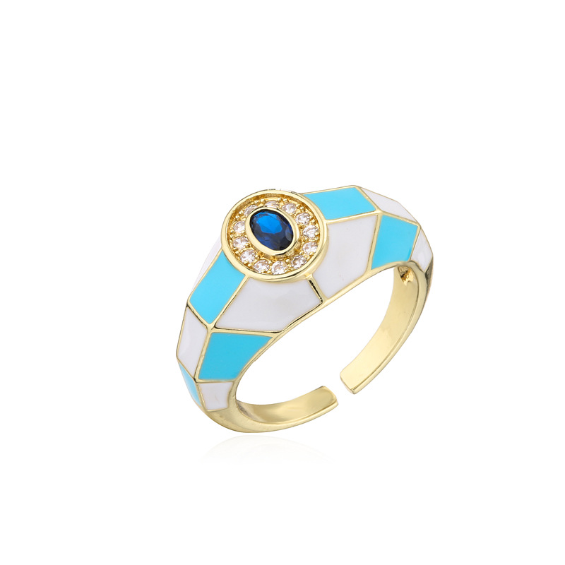 Vente En Gros Bague Ouverte En Cuivre Carrée Avec Zircon De Couleur Mélangée Nihaojewelry display picture 8