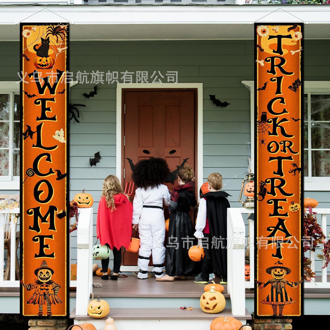 Transfronterizo nuevo Amazon Halloween pareja cortina de la fiesta de Navidad atmósfera decoración decoración colgar bandera diseño de fábrica