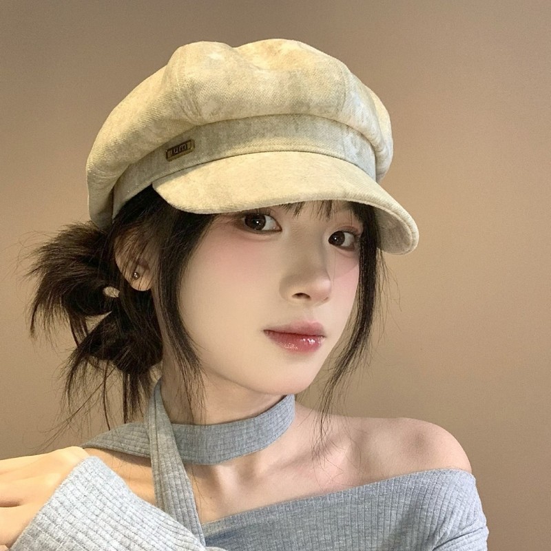 贝雷帽女秋季2025新款咖啡色帽子女复古八角百搭鸭舌帽画家帽显小|undefined