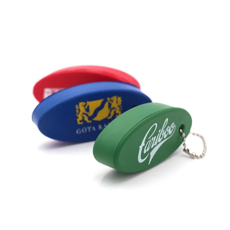 Eva Keychain Oval Npr Rubber Plastic Logo Luggage Pendant Dipped in Rubber Floating Pu Keychain