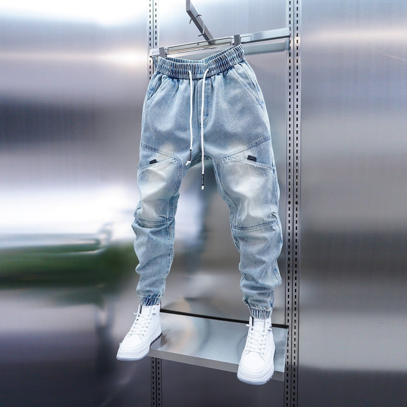 Foreign Trade Spring and Summer Washed Versatile Casual Slim-Fit Jeans for Men, Stylish and Trendy Harem Pants, Casual Denim Foreign Trade Spring and Summer Washed Versatile Casual Slim-Fit Jeans for Men, Stylish and Trendy Harem Pants, Casual Denim