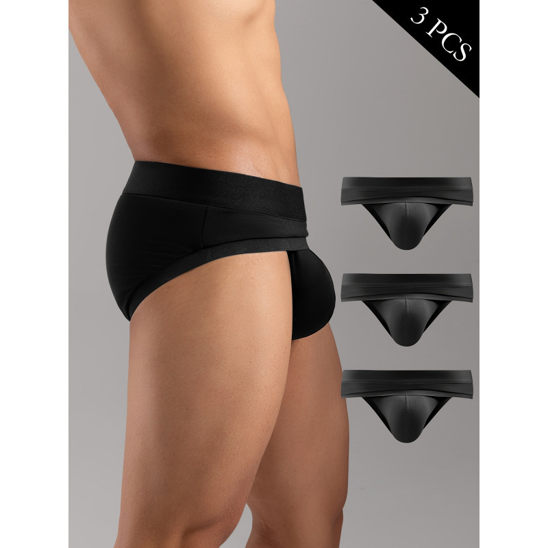 2025 Cross-Border New Men's Underwear Sexy Viscose Fiber Underwear Pure Color Elastic and Comfortable Style