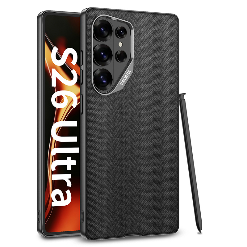 Adatto per custodia per telefono Samsung S26 Ultra, pelle creativa con texture in nylon, fori grandi, vernice metallizzata, tinta unita_voghion.com