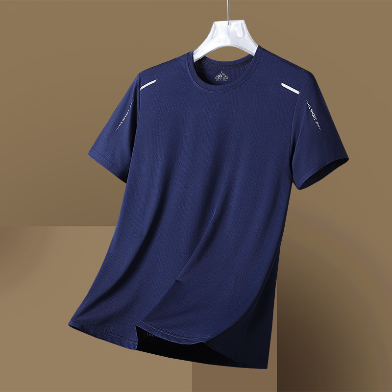 Nuevas camisetas de hielo de tamaño grande para hombres de manga corta secado rápido, blusa de malla transpirable, media manga deportiva delgada de verano.