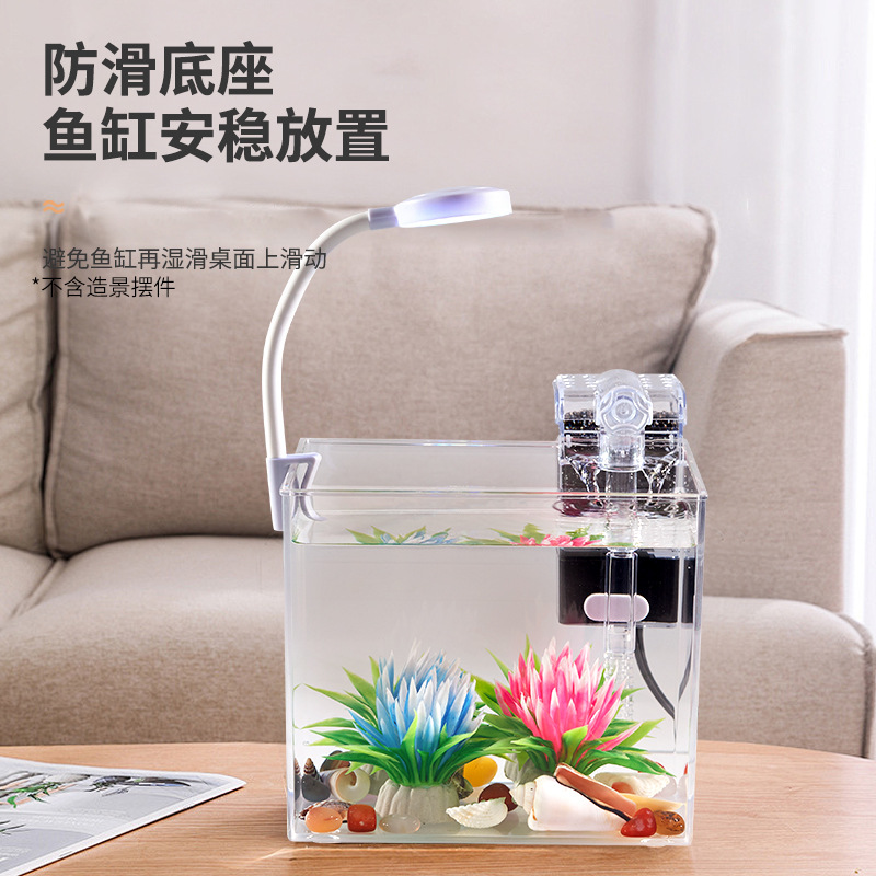 Pecera Plástica Transparente para Escritorio Tanque Ecológico para Peces Betta