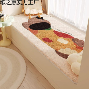 Imitation Cashmere Bay Window Mat Cartoon Window Sill Balcony Mat Home Bedroom Window Bedside Blanket Thickened Cartoon Character Window Mat
