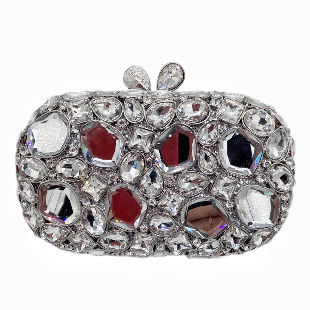 Seleccione estrictamente el nuevo bolso de cena de diamantes, bolso de mano de diamantes huecos, bolso de banquete europeo y americano, embrague de piedra