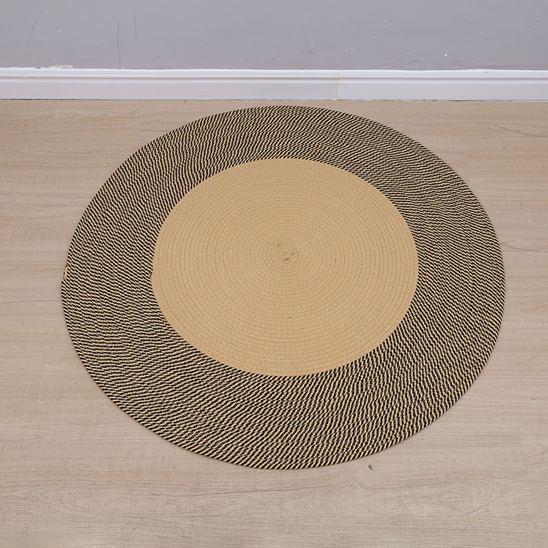 Estera de tejido simple sala de estar dormitorio estera antideslizante estera de estera redonda estera de estera de cama retro estera de estera al por mayor