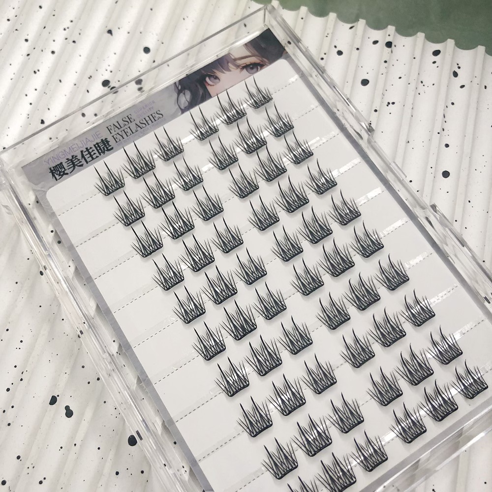Yingmeijia Eyellies sin pegamento, diez filas de hojas pequeñas, libro de pestañas de girasol de doble punta, puro deseo de ser fotogénico, pestañas postizas transfronterizas para principiantes