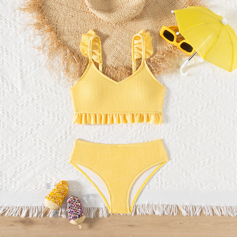 2025 European and American Cross-Border Foreign Trade Amazon Trendy Seersucker Halter Strap Sexy Bikini Two-Piece with Hot Spring