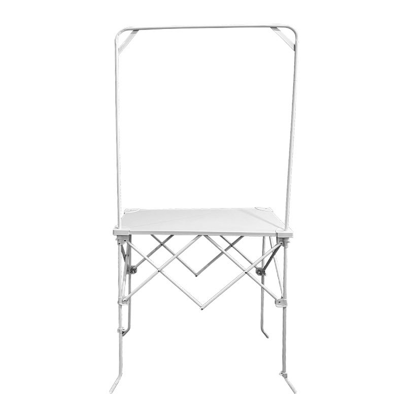 Mesa promocional de malla de hierro fabricada en fábrica, mesa plegable portátil con capacidad de carga, cabina de fotos, mesa de degustación, esencial para exposiciones.