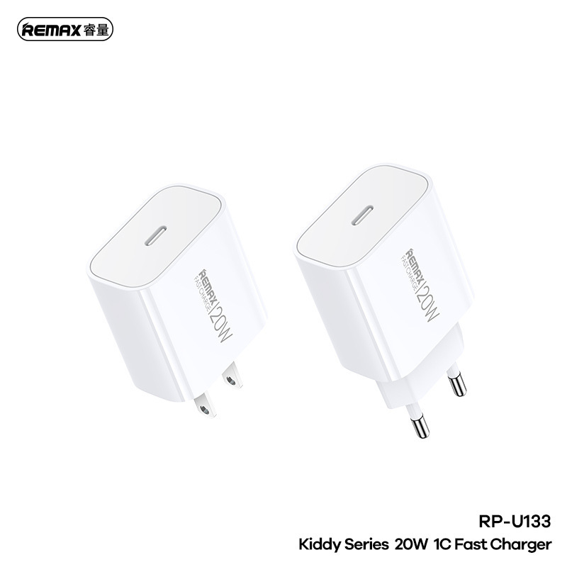 REMAX Enlightenment 20W single C fast charge travel adapter American Standard/European standard single port ultra fast charger RP-U133 REMAX Enlightenment 20W single C fast charge travel adapter American Standard/European standard single port ultra fast charger RP-U133