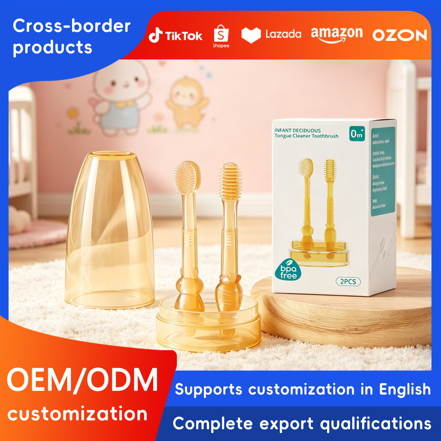 Ppsu Baby Toothbrush Baby Oral Cleaning Tongue Coating Brush High Temperature Resistant Silicone Soft Hair Baby Children Toothbrush in stock