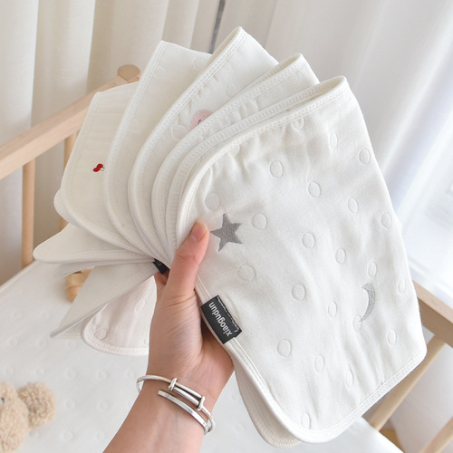 Infant pure cotton pillow cushion 6-layer gauze jacquard embroidery flat head pillow 0-1 years old newborn anti-vomiting pillow cover