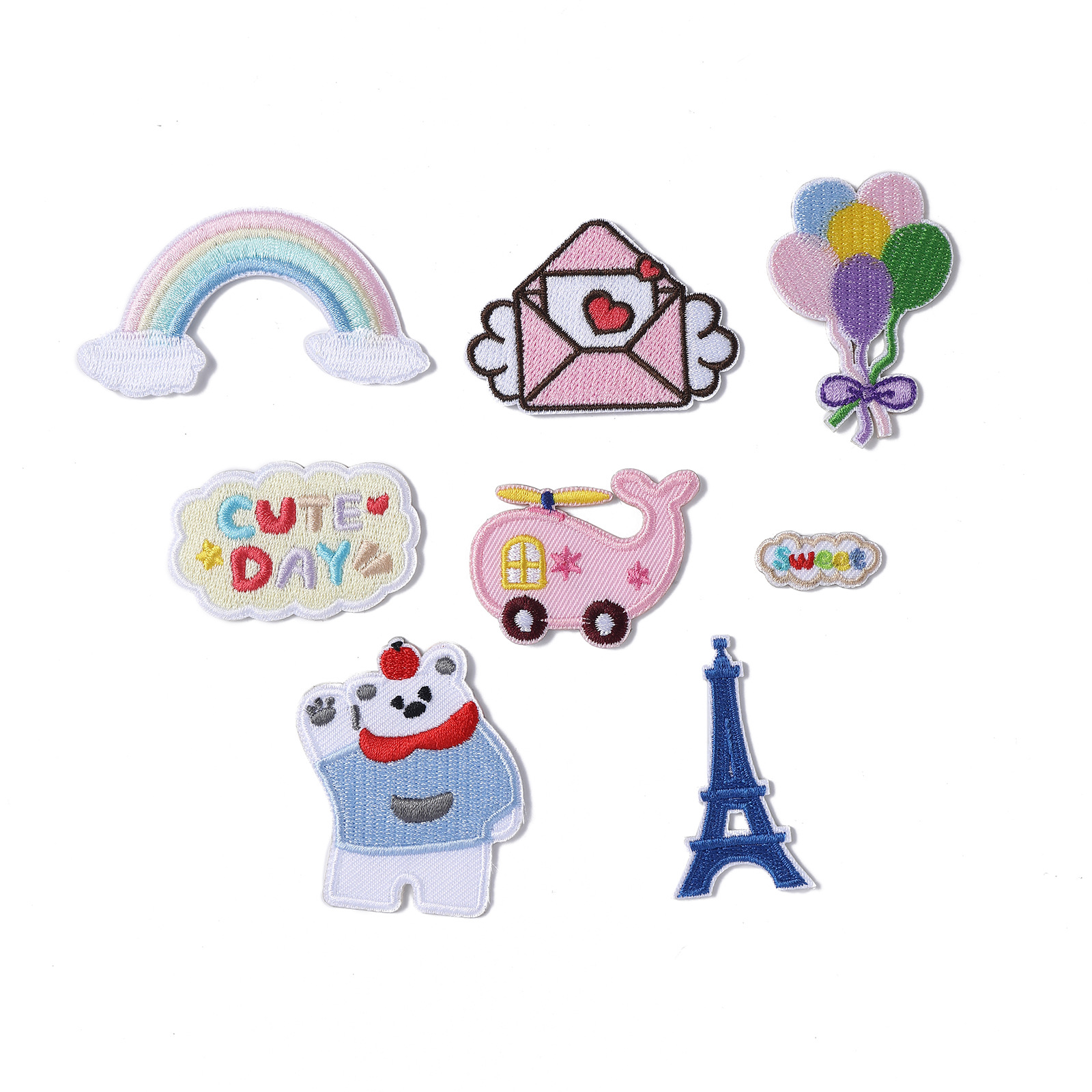 卡通电脑绣花标刺绣爱心补丁童装包包服装辅料补丁自粘贴现货批发