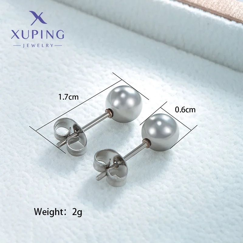 Xuping estilo simple acero inoxidable chapado 14k color pernos de bola geométrica clásicos diarios fáciles de poner auriculares al por mayor