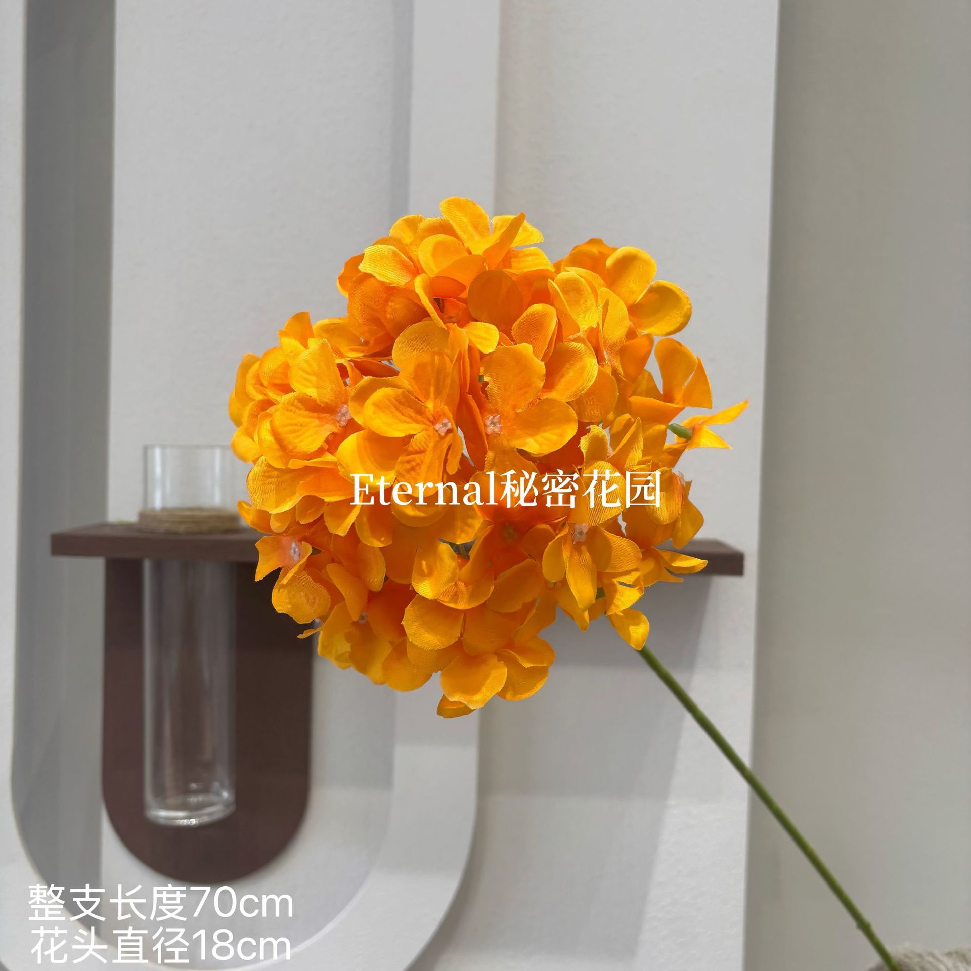 Flores de simulación de hortenida de una sola ramita grande de hortenida pipita de flores de pared de flores de filas de flores que guían el salón de bodas de flores al por mayor de bodas transfronterizas